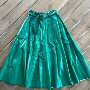 Topshop Glossy Emerald  A-Line Skirt